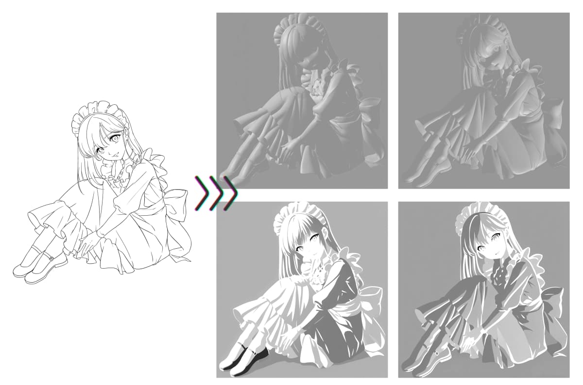 陰影AIのビフォーアフター - 異なる光源での陰影効果のデモンストレーション